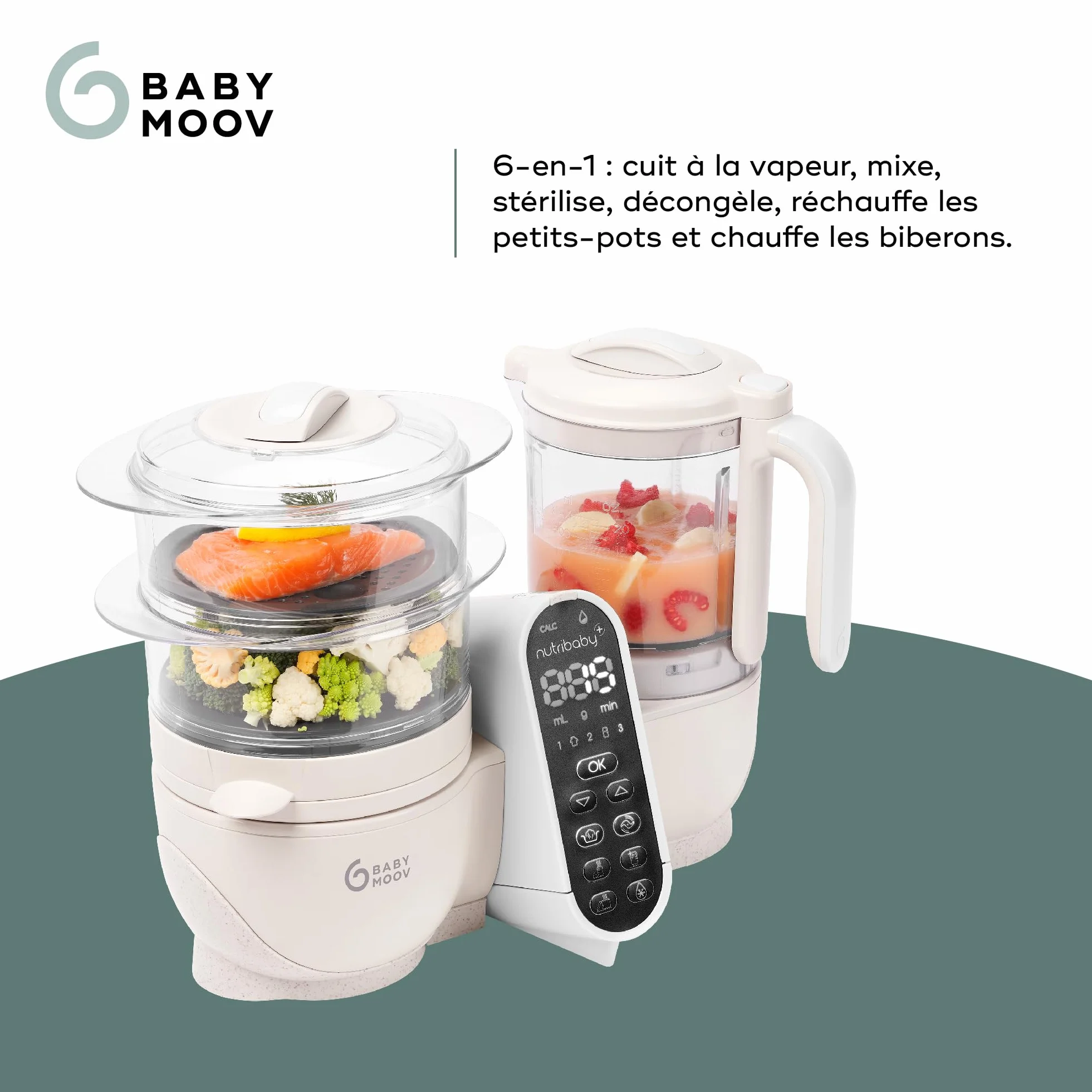 Babymoov Nutribaby(+) wielofunkcyjny robot do gotowania dla niemowląt 6 w 1, parownik, 2,2 l, beżowy