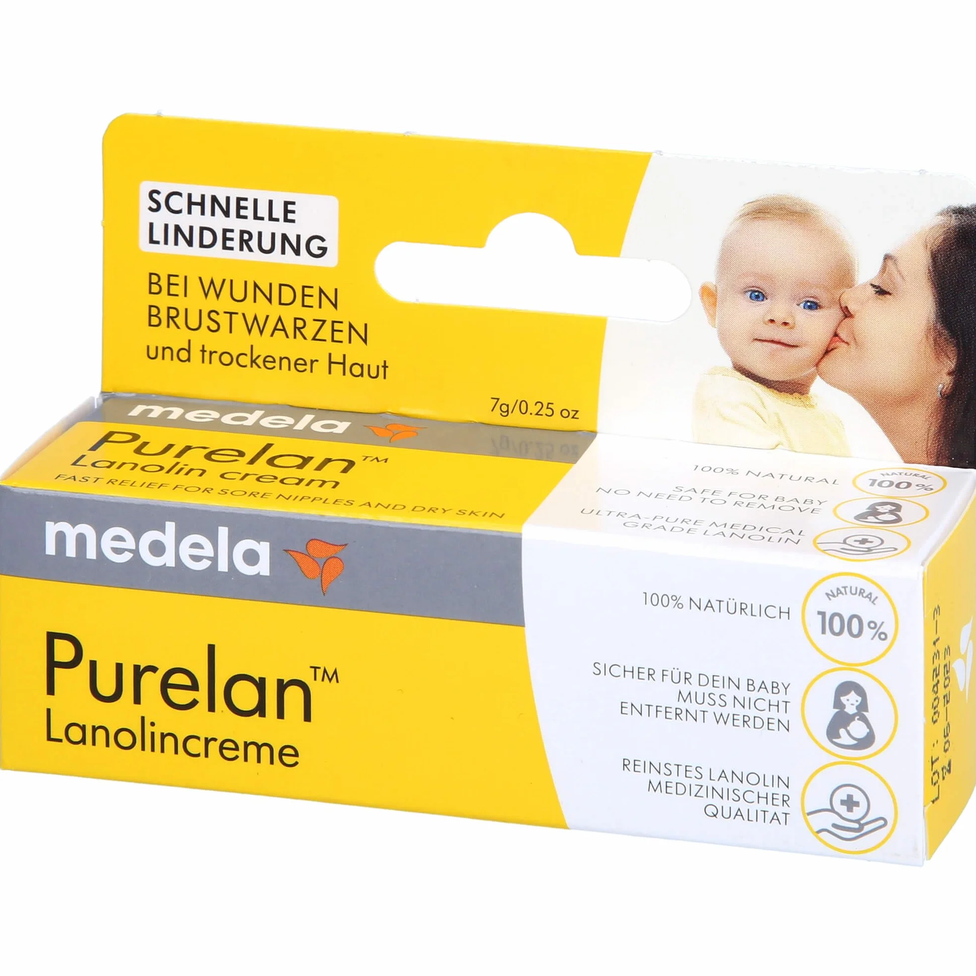 Medela Purelan Brustwarzensalbe aus 100% Lanolin, 7 G Maść