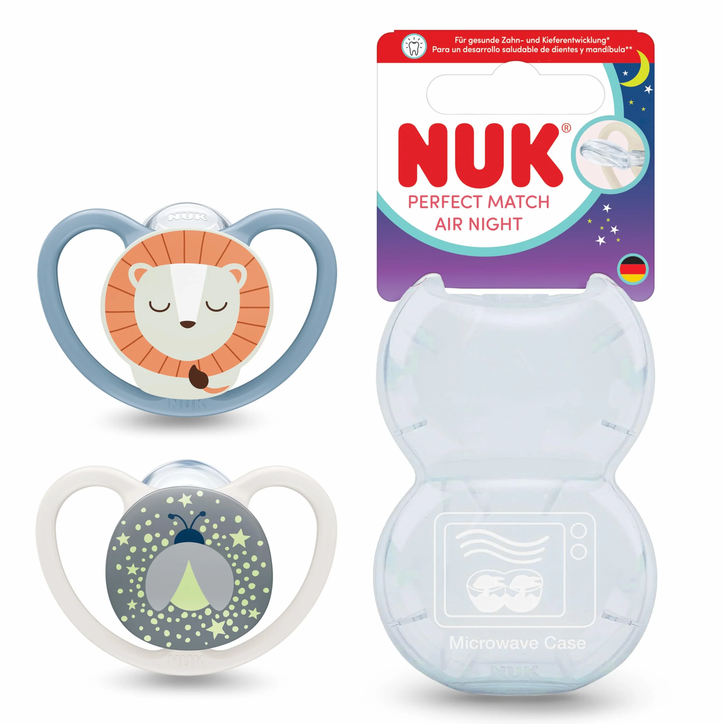 NUK Perfect Match Air Night Smoczki 18-36 m Świecące w ciemności 2 sztuki