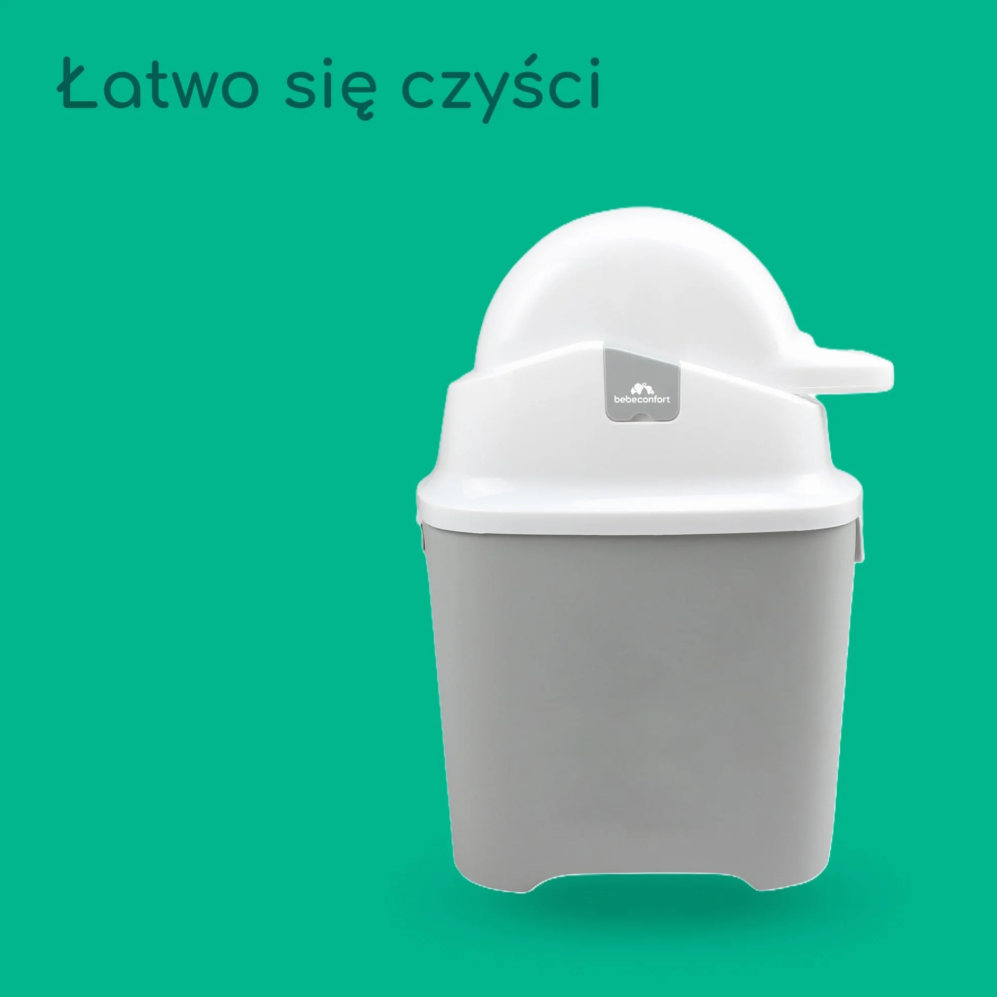 Bebeconfort Bezzapachowy Pojemnik na Pieluchy Rozmiar L, Pojemnik na Pieluchy, Pasuje do Wszystkich Worków na Odpady, Mieści do 30 pieluch, Obsługa Jedną Ręką, Poręczne Wymiary, Łatwo się Czyści, Grey
