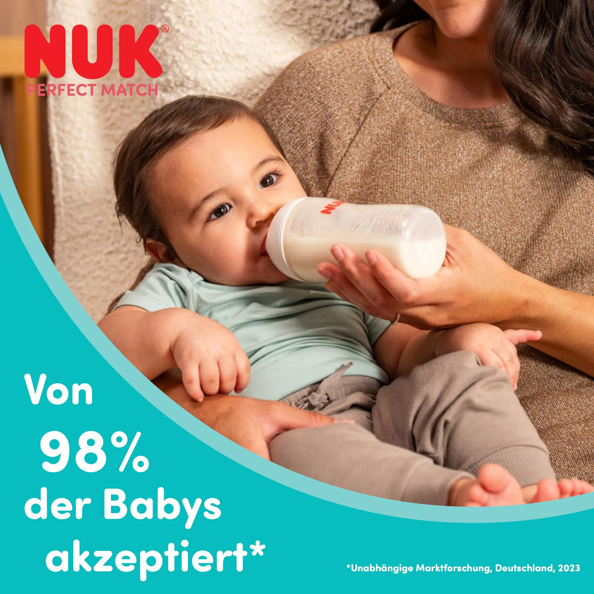 NUK Perfect Match Butelka dla niemowląt | 0+ miesięcy | 150 ml | Butelka przeciwkolkowa | PP | Wskaźnik kontroli temperatury | Hipopotam | 1 sztuka