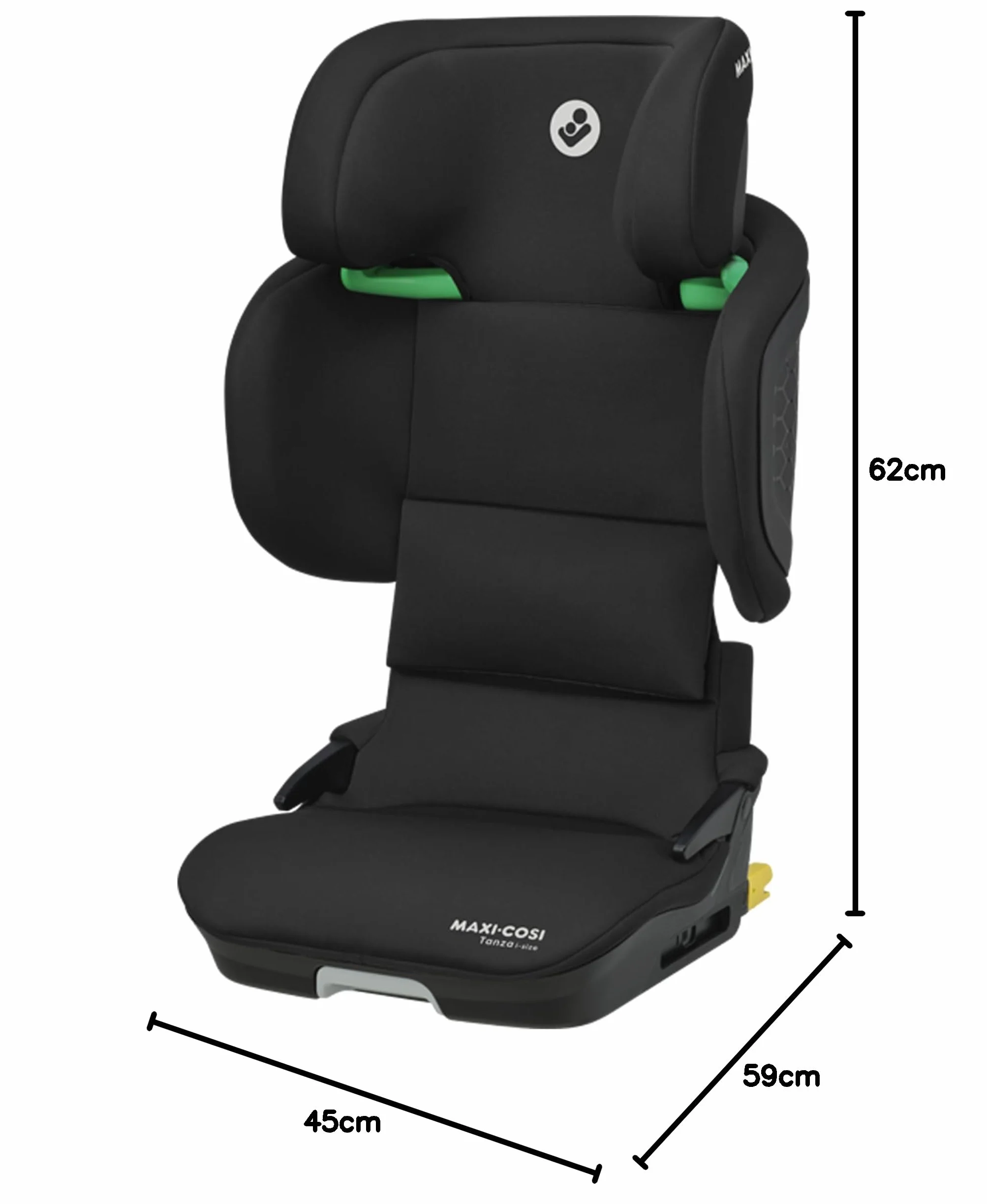 Maxi-Cosi Tanza i-Size, Fotelik booster z wysokim oparciem, 3,5–12 lat, 100–150 cm, Składany fotelik, 10 ustawień zagłówka, System ochrony bocznej G-CELL, Fotelik samochodowy isofix, Full Black