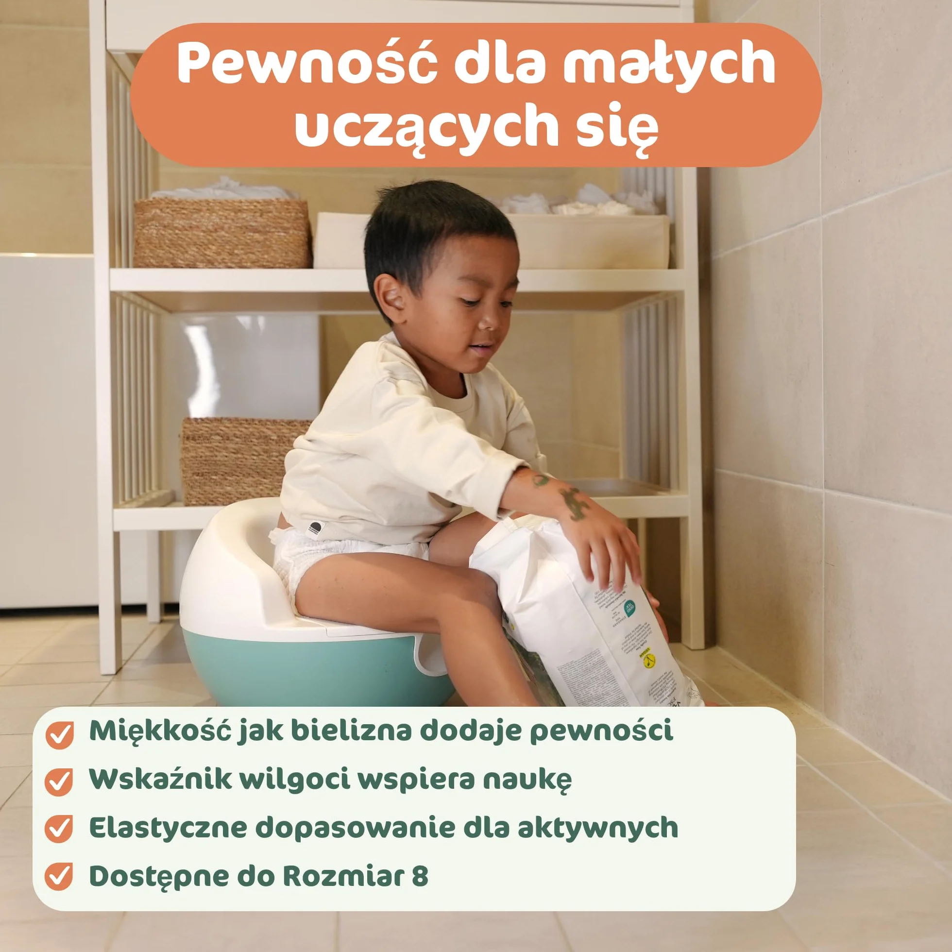 Naty FreeMovers Pieluchomajtki | Dla Wrażliwej Skóry | Miękkie, Bezzapachowe, do Nocnikowania | Chłonne i Przeciekoodporne | Niemowlęta i Dzieci | Rozmiar 5 (12–18 kg), 80 szt.