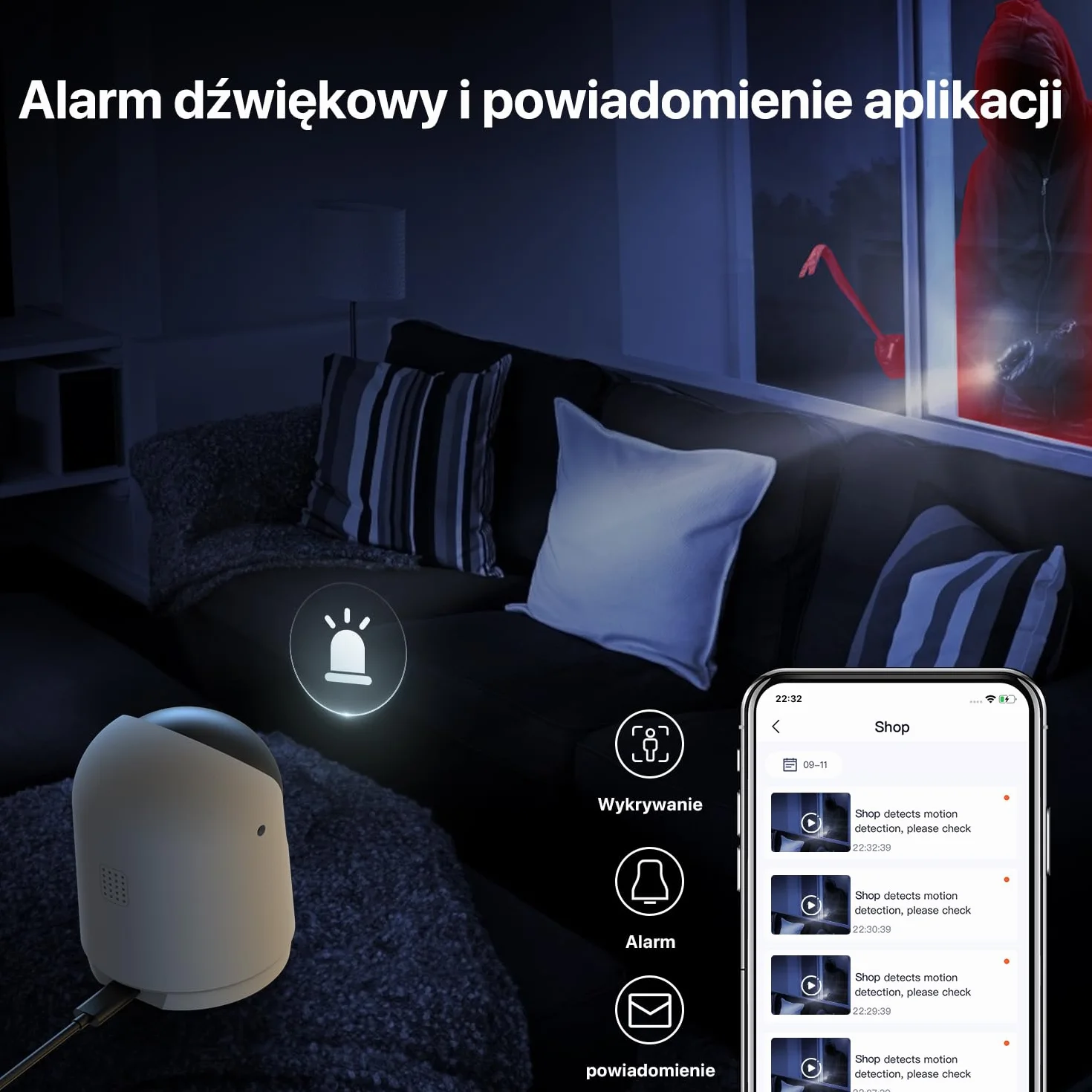Tenda CP3 V3.0 kamera monitorująca 2K Wi-Fi 360° FHD 3MP noktowizor wykrywanie ruchu