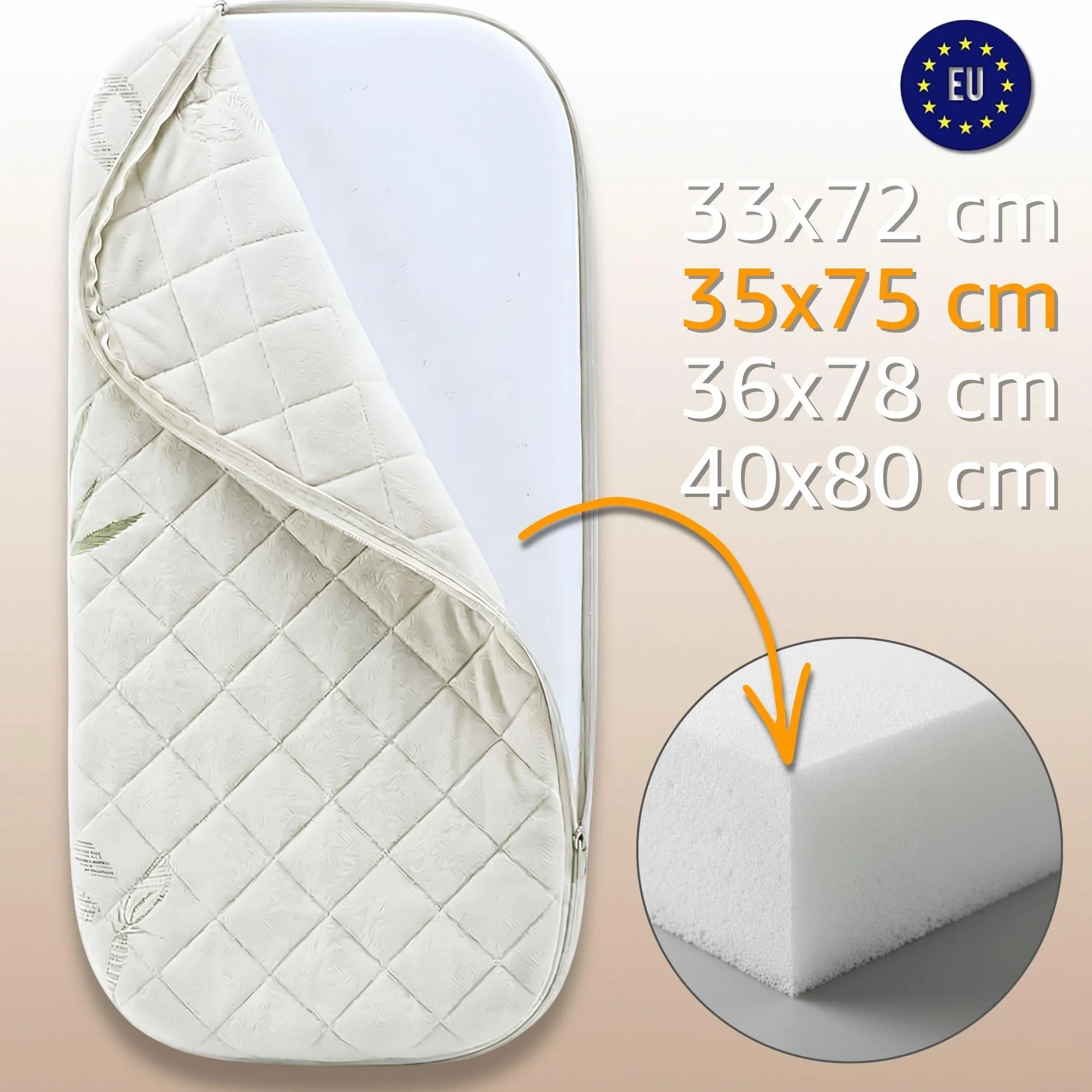 Materacyk do gondoli polokragly Bamboo 75x35x4 T-18 Premium