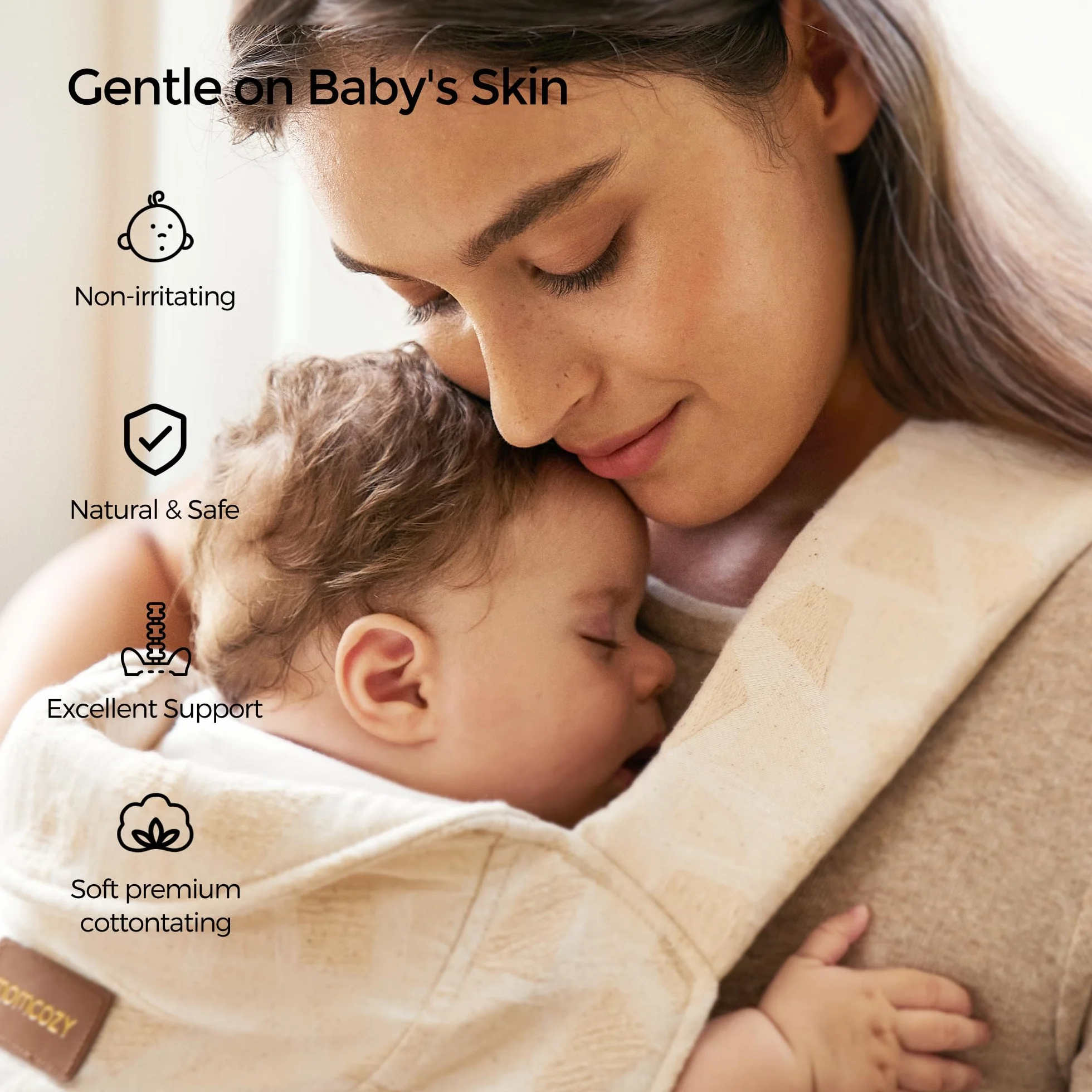 Momcozy Nosidełko dla noworodka od urodzenia | Ergonomiczna pomoc do noszenia z podparciem karku, lekkie i bezpieczne (3-11 kg), geometryczny wzór