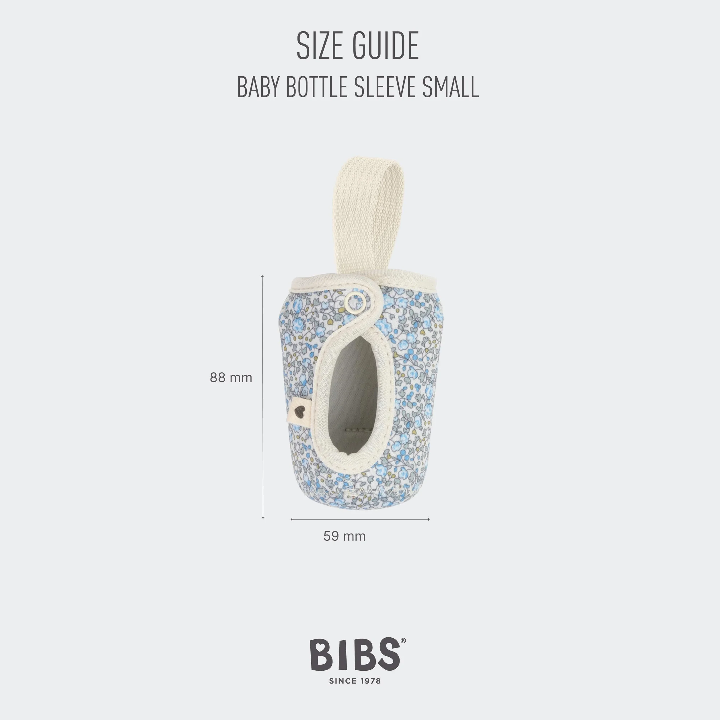 BIBS x LIBERTY Pokrowiec na butelkę dla niemowląt 110ml - Neoprenowa osłona ochronna, Wzór Liberty, Small, Charmomile Lawn Baby Blue