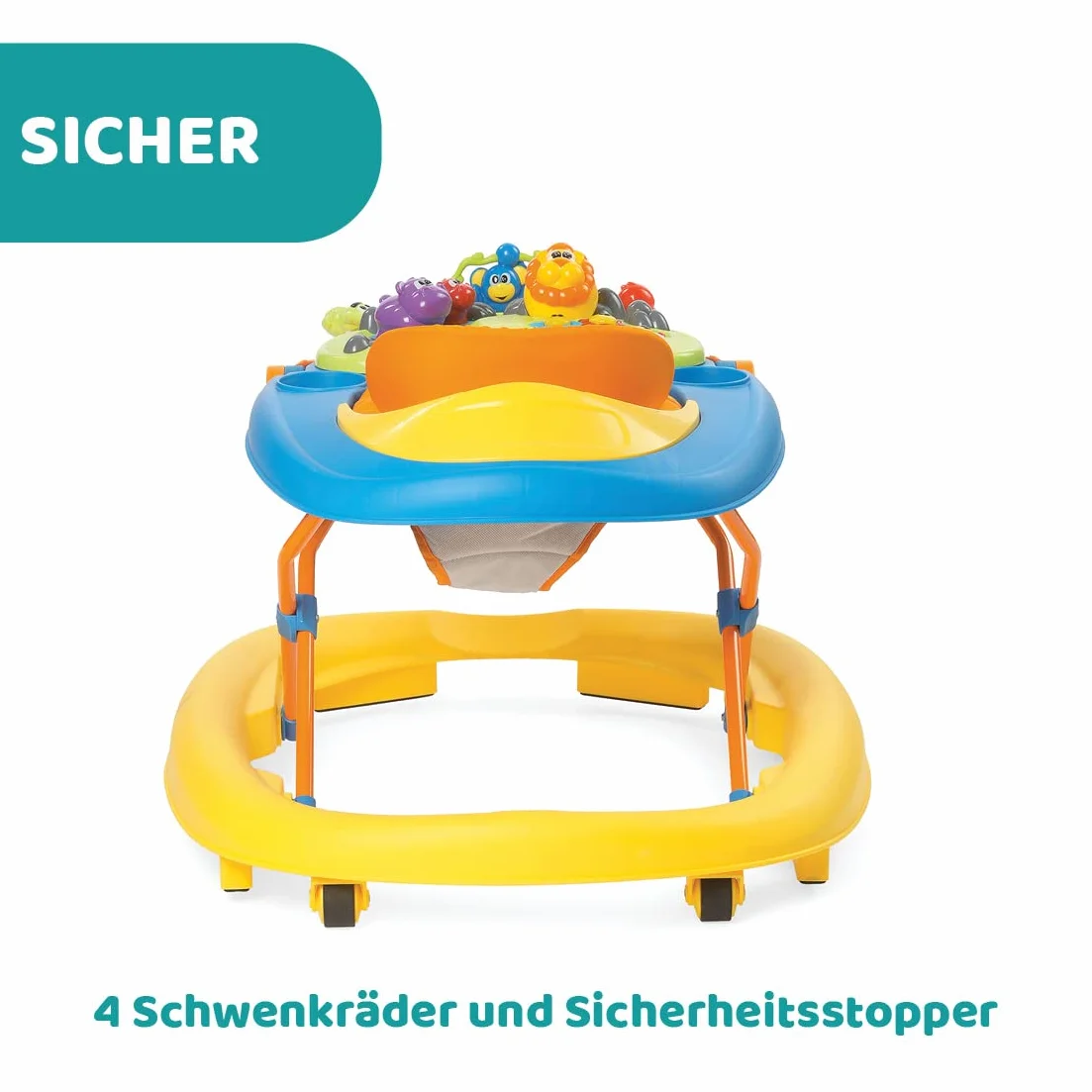 Chicco Chodzik Walky Talky, Dla Dzieci od 6 Miesięcy do 12 Miesięcy, z Dźwiękami i Panelem 3D, Regulacja Wysokości