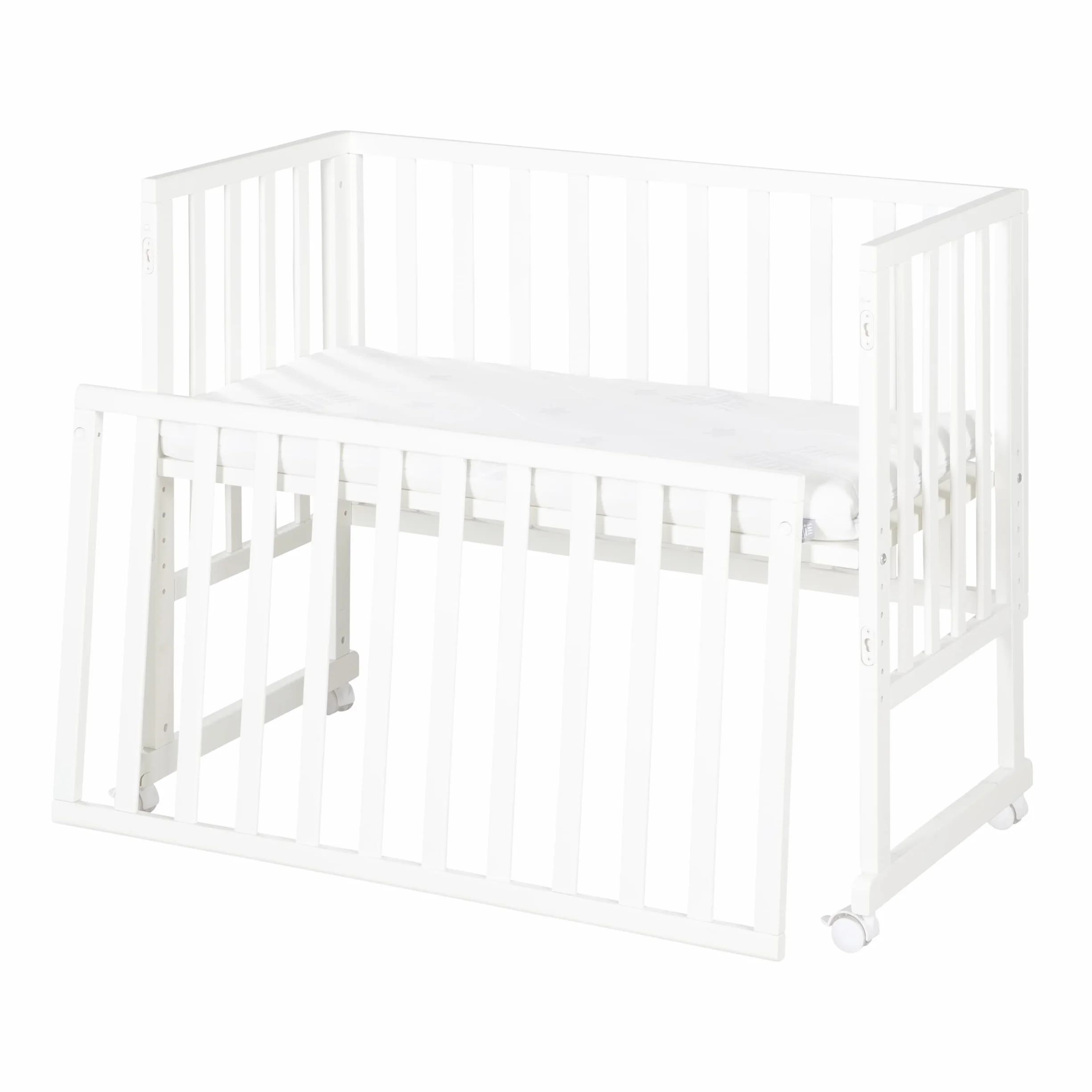 roba Łóżeczko pokojowe i przyścienna kołyska safe asleep 3 w 1-45 x 90 cm - Regulowana wysokość - Zestaw łóżeczka dla niemowląt - Drewno w kolorze białym