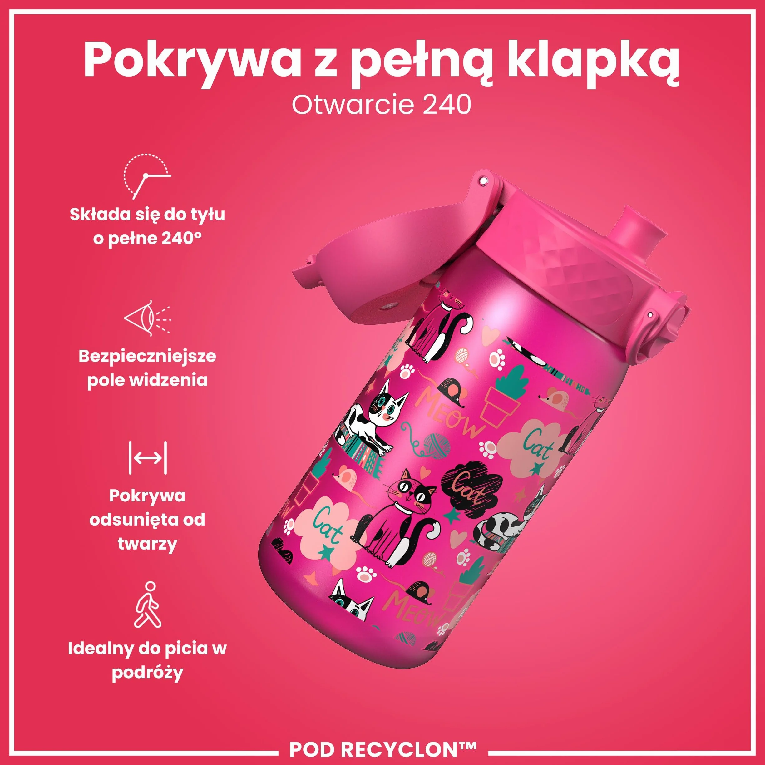 ION8 Butelka dla Dzieci 350 ml Szczelna Bez BPA Łatwa do Otwarcia