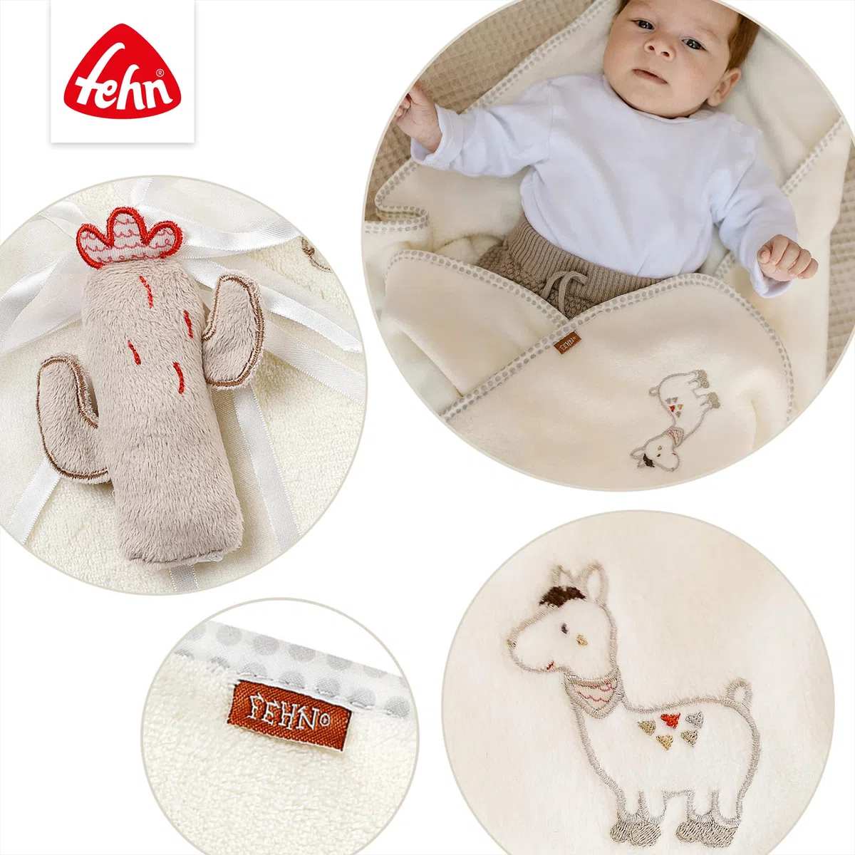 Fehn 058253 Kuscheldecke Peru/Kuschelige Schmusedecke für Babys und Kleinkinder ab 0+ Monaten - zum Kuscheln, als Krabbelunterlage, Schnuffeltuch oder Zudecke für zuhause und unterwegs