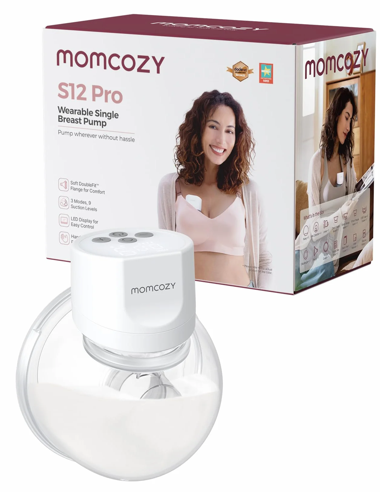 Momcozy S12 Pro laktator dla mam, łatwy w obsłudze i czyszczeniu, elektryczny laktator odpowiedni dla nowych matek, 1 sztuka