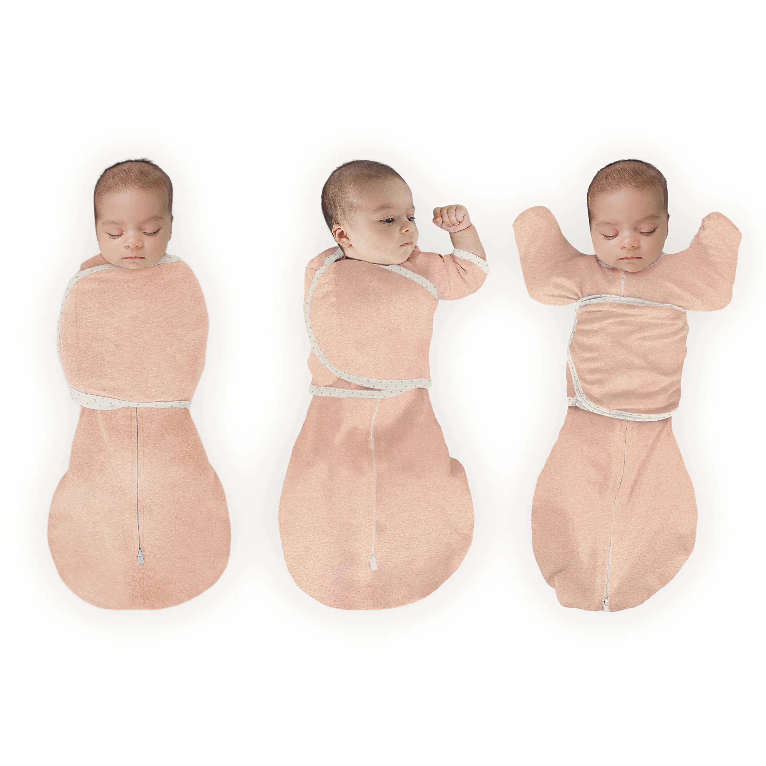 SwaddleDesigns Omni worek do przewijania, rękawy do połowy długości i mankiety z rękawiczkami, łatwe przejście, wrzosowy róż brzoskwiniowy, 0-3 miesiące