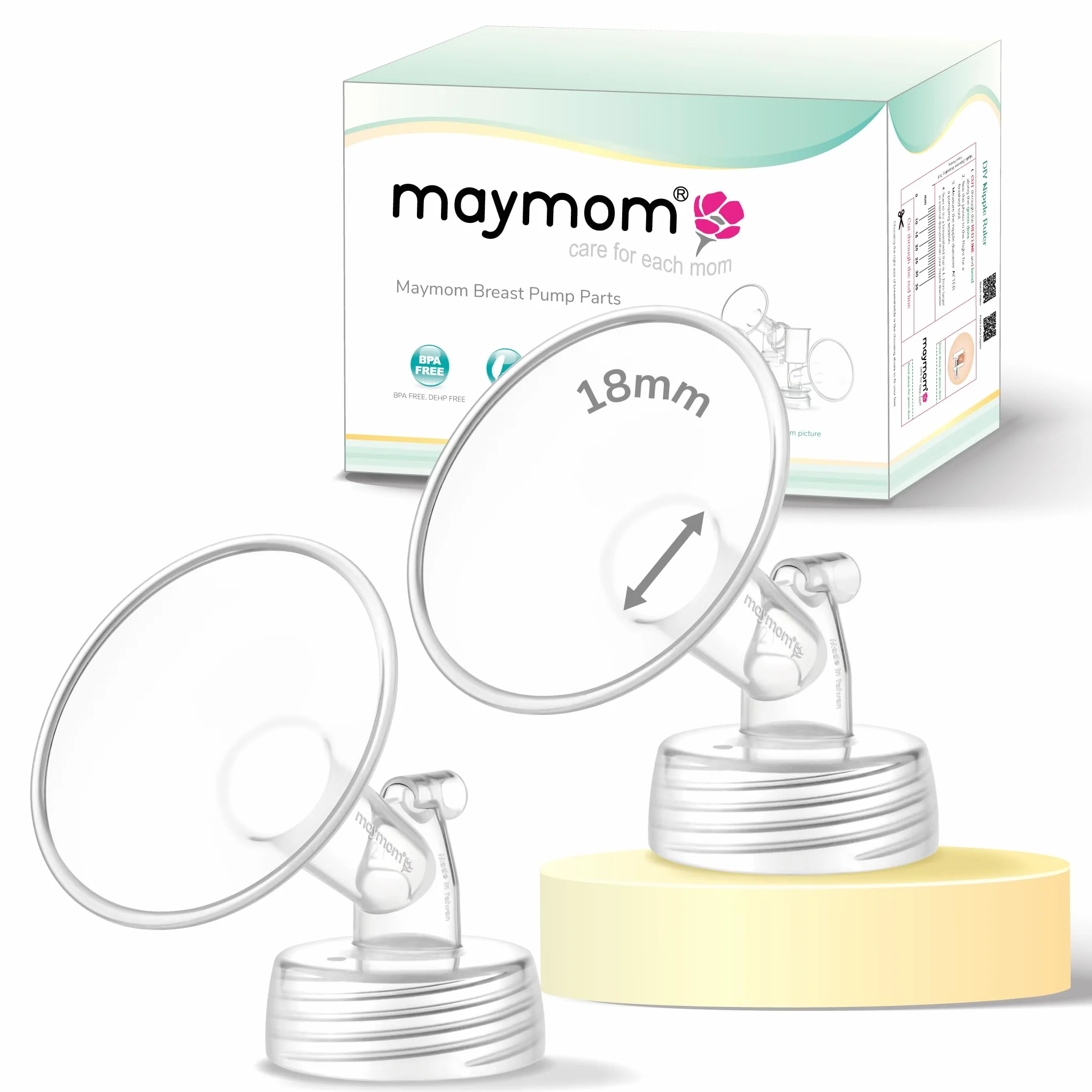 Maymom część do laktatora kompatybilna z Spectra S1 i S2, szerokootworowy lejek 18 mm, zamiennik osłony