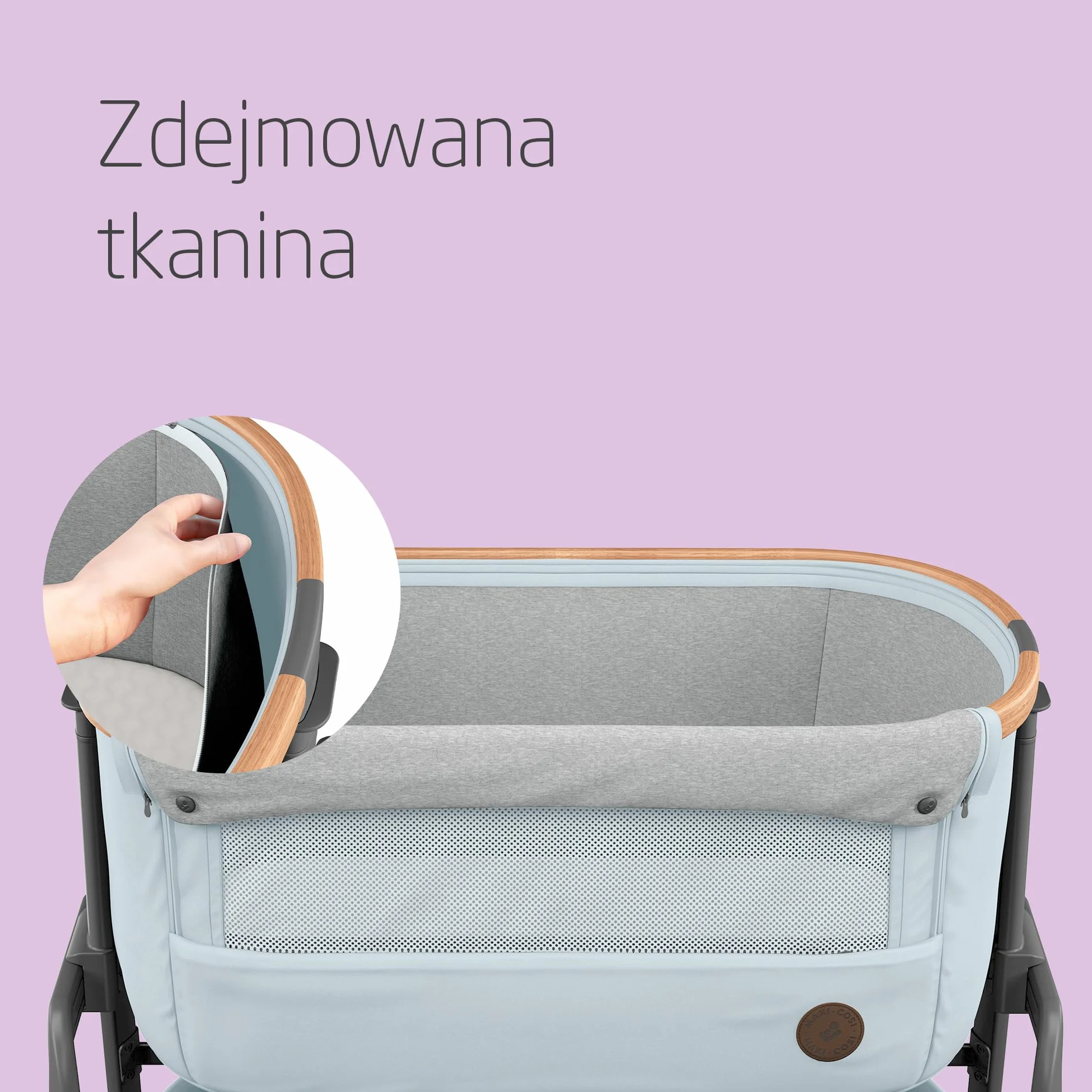 Maxi-Cosi Iora Łóżeczko Przystawka, Co-sleeper , 0–6 mies., maks. 9 kg, 4 Poz. Odchylenia i 5 Wysokości, Łatwe Przesuwanie, Wygodny Materac, Duży Kosz, Łatwe Przenoszenie, Essential Grey