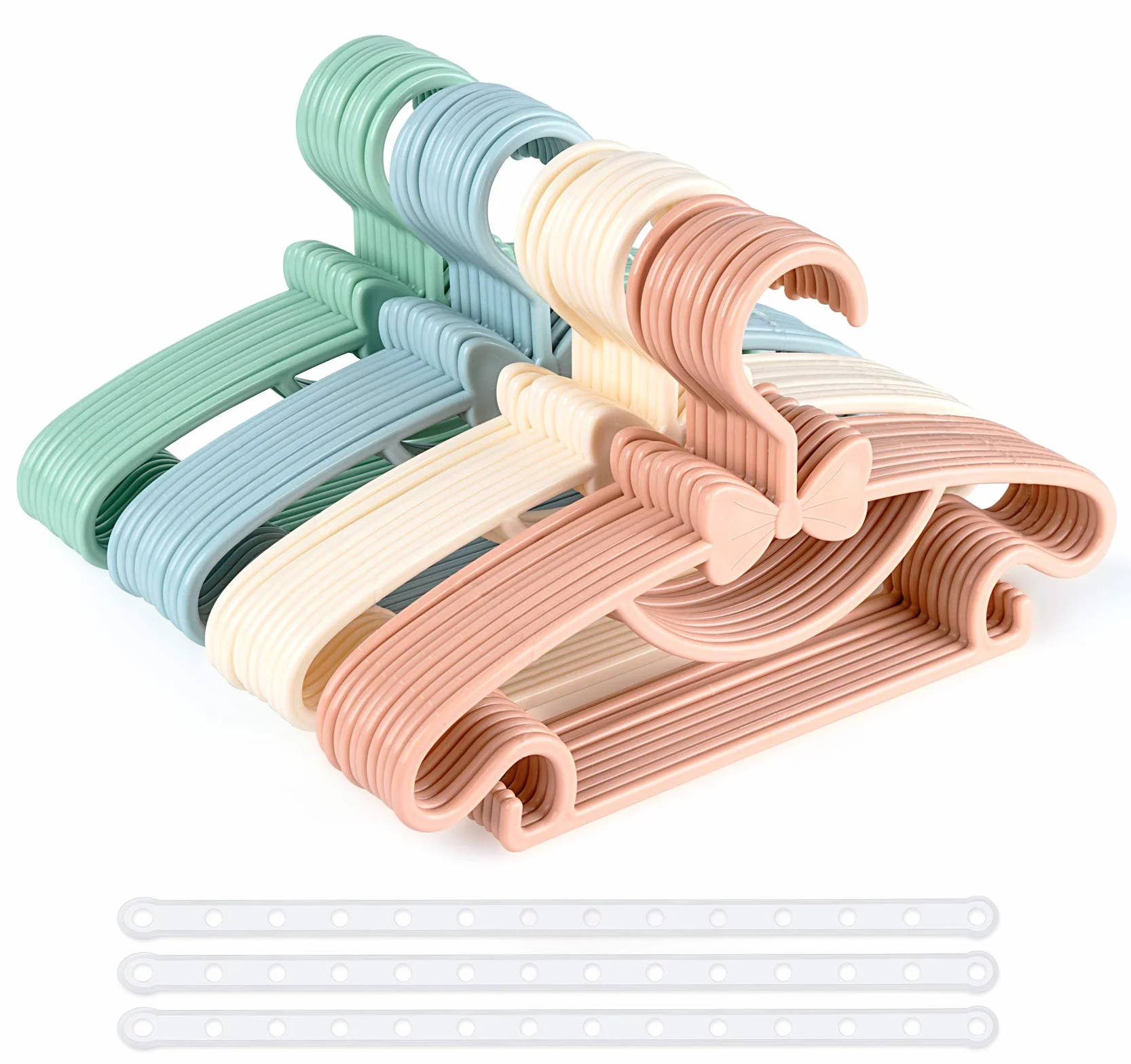 Homewit Kinder Kleiderbügel Set 40 Stück Babykleiderbügel 29.5cm mit Kleiderbügelketten