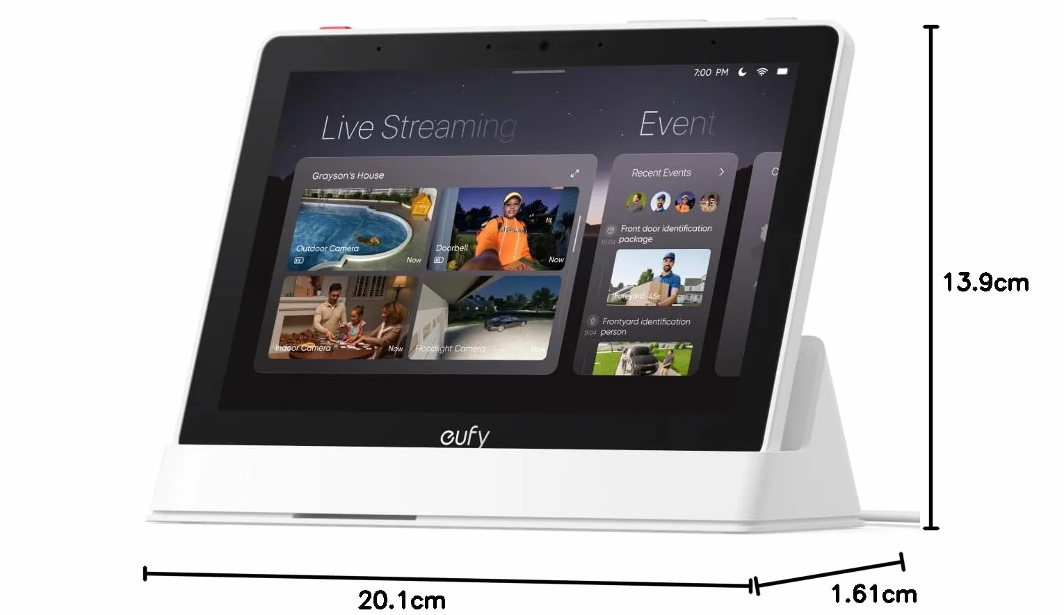 eufy Smart Display, Smart Home Hub, 8-calowy panel sterowania, Kompatybilny z urządzeniami zabezpieczającymi eufy, 4 widoki na 1 wyświetlaczu, Wiadomości w czasie rzeczywistym, Raporty dzienne