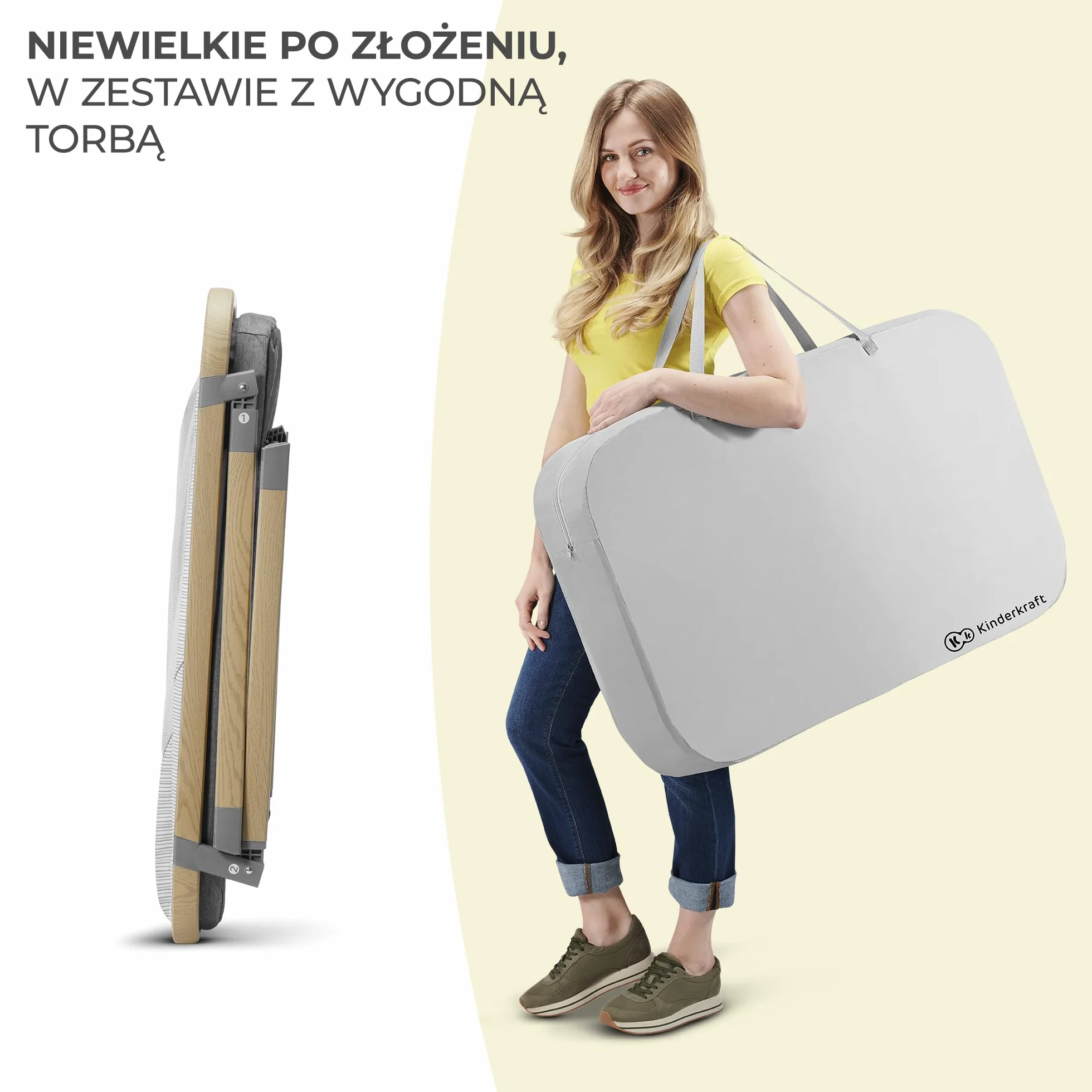 Kinderkraft Łóżeczko turystyczne 4w1 SOFI, Łóżko dziecięce, Kojec, Kołyska z funkcją bujania