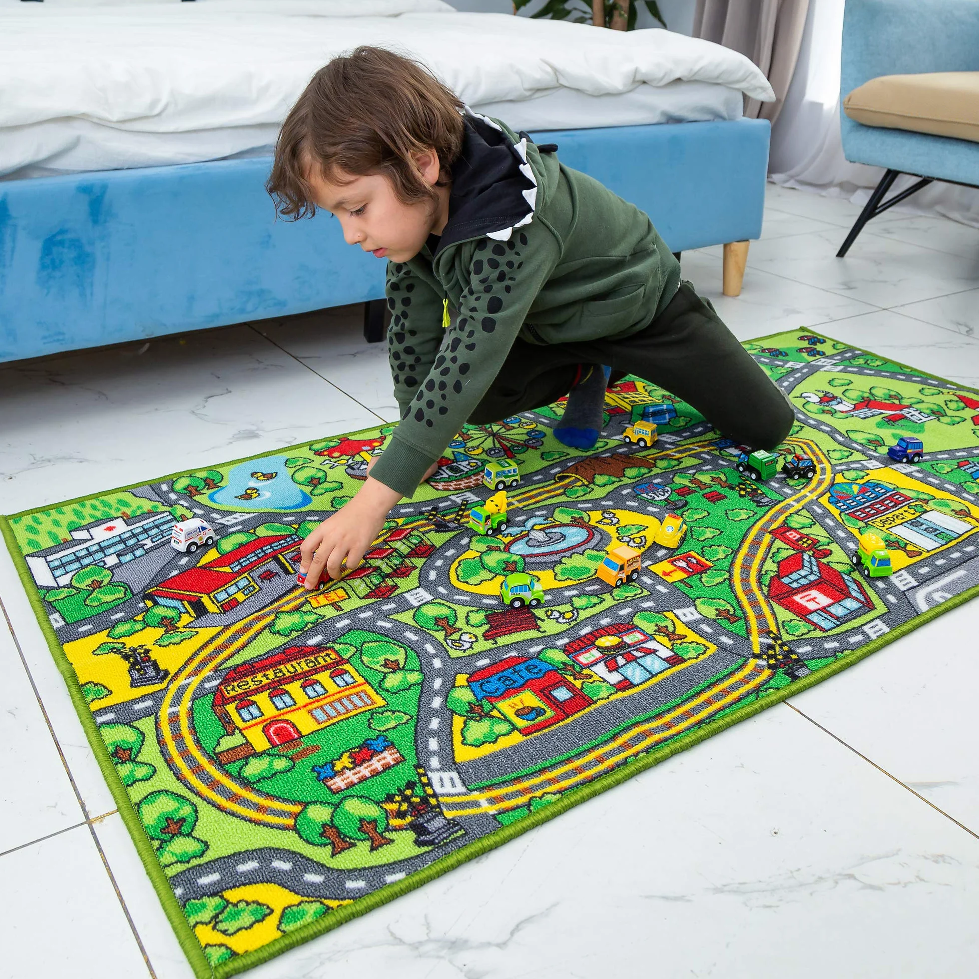 JOYIN Tappetino da Gioco per Bambini con 12 Veicoli Tappeto Jumbo Città
