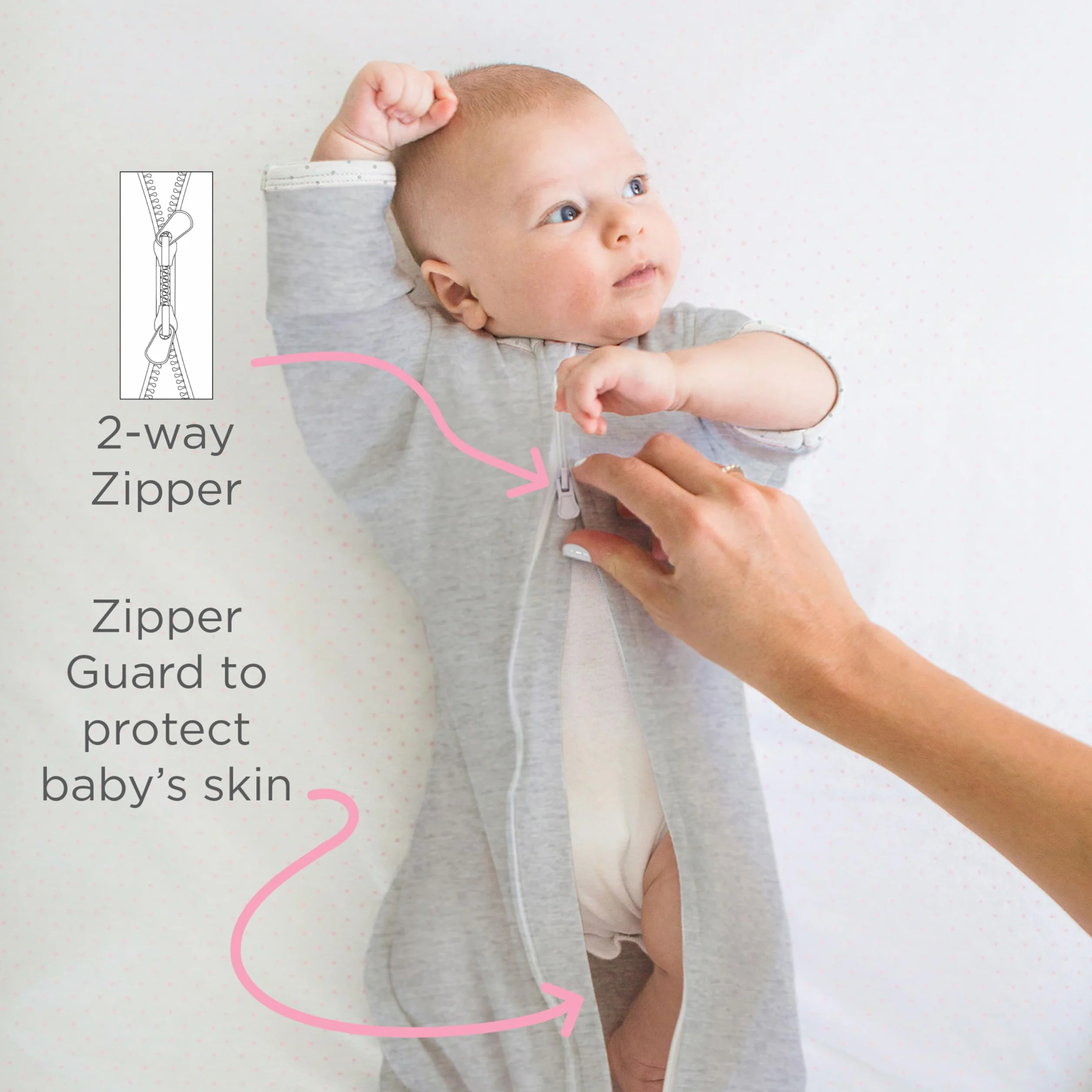SwaddleDesigns worek do przewijania z rękawami, wrzosowy turkusowy w kropki, mały, 0-3 mies, 2,7-6,4 kg