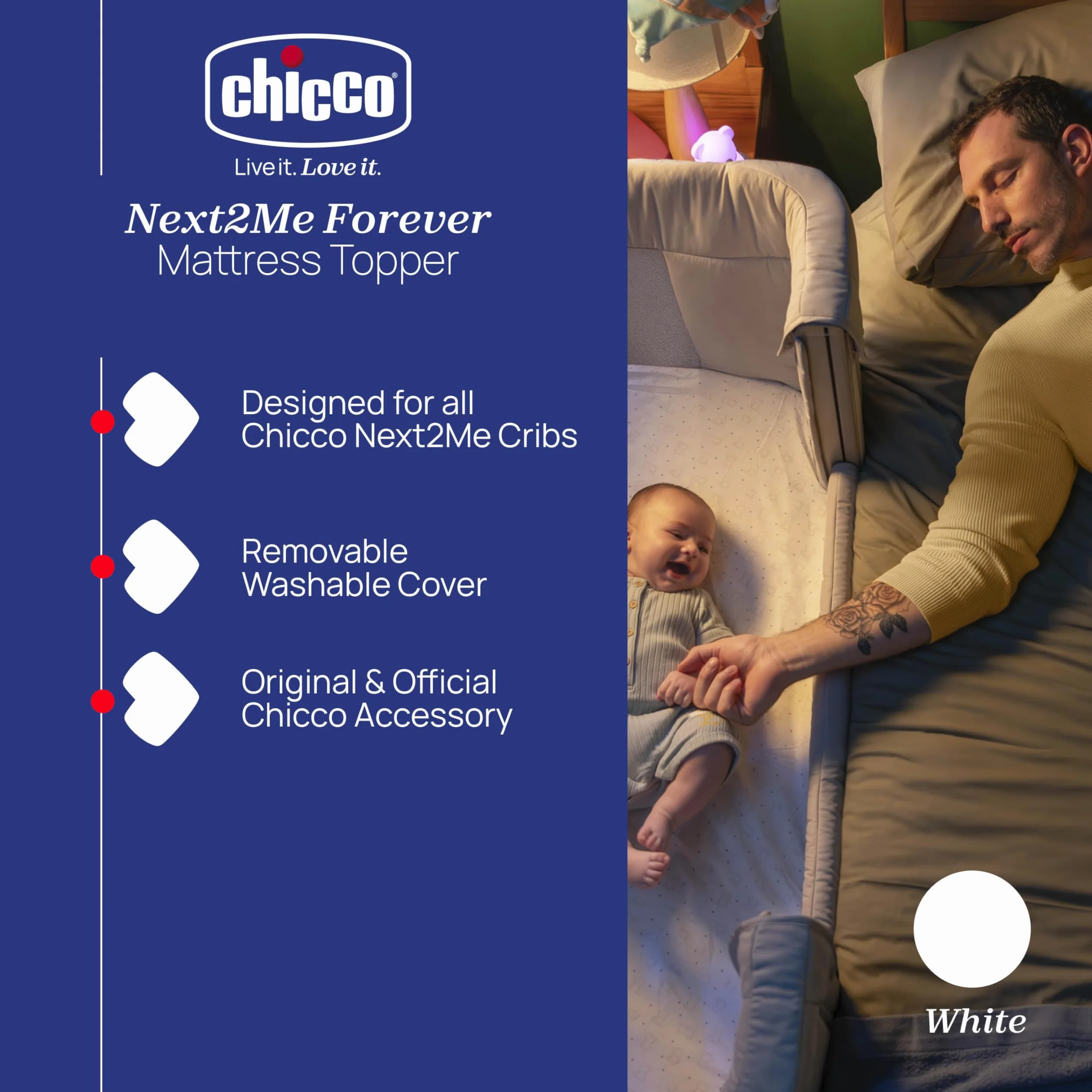 Chicco Next2Me Forever Pokrowiec na materac frotte biały