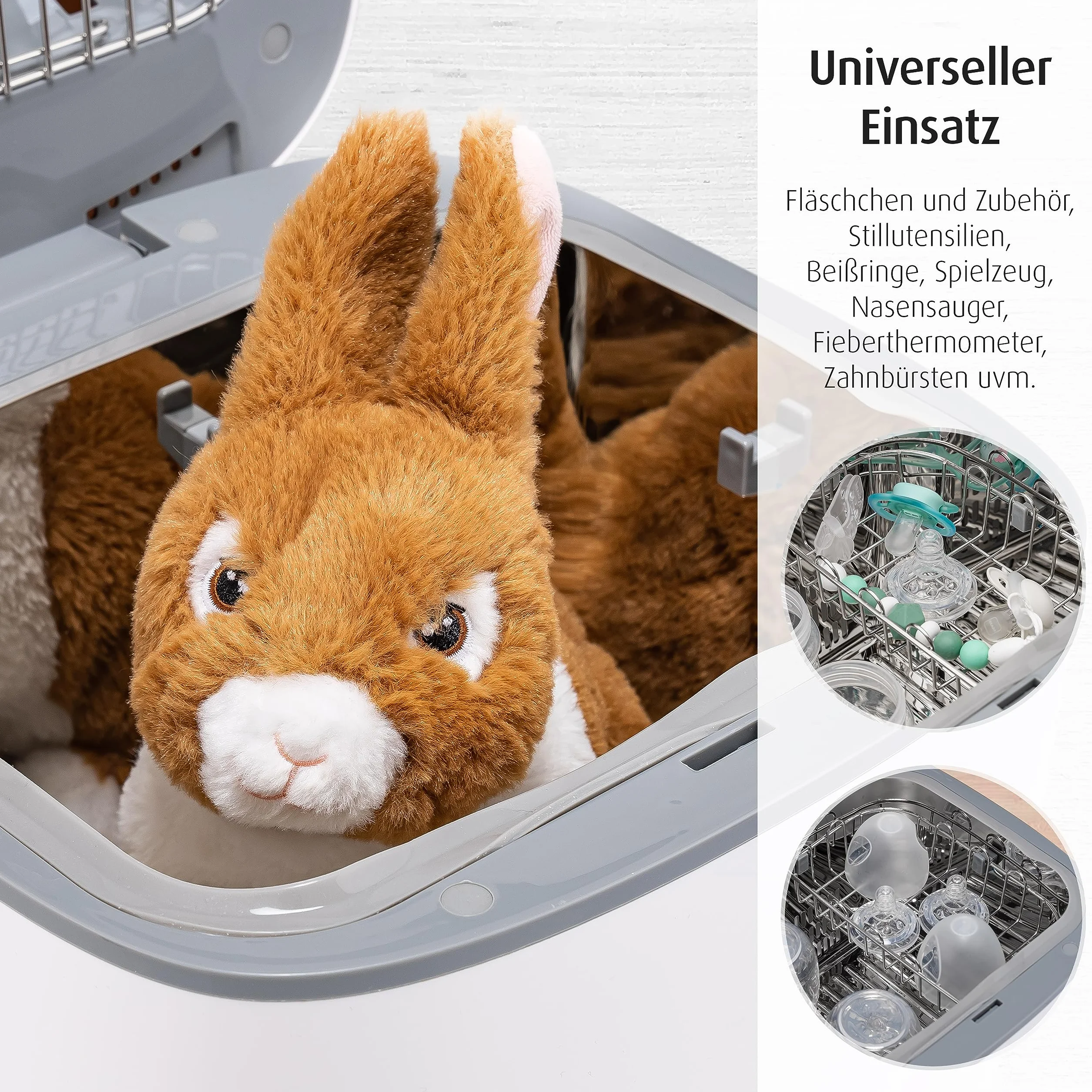 reer UV-C urządzenie dezynfekujące z funkcją suszenia, sterylizator do butelek dla niemowląt i akcesoriów dla niemowląt, sterylizator butelek
