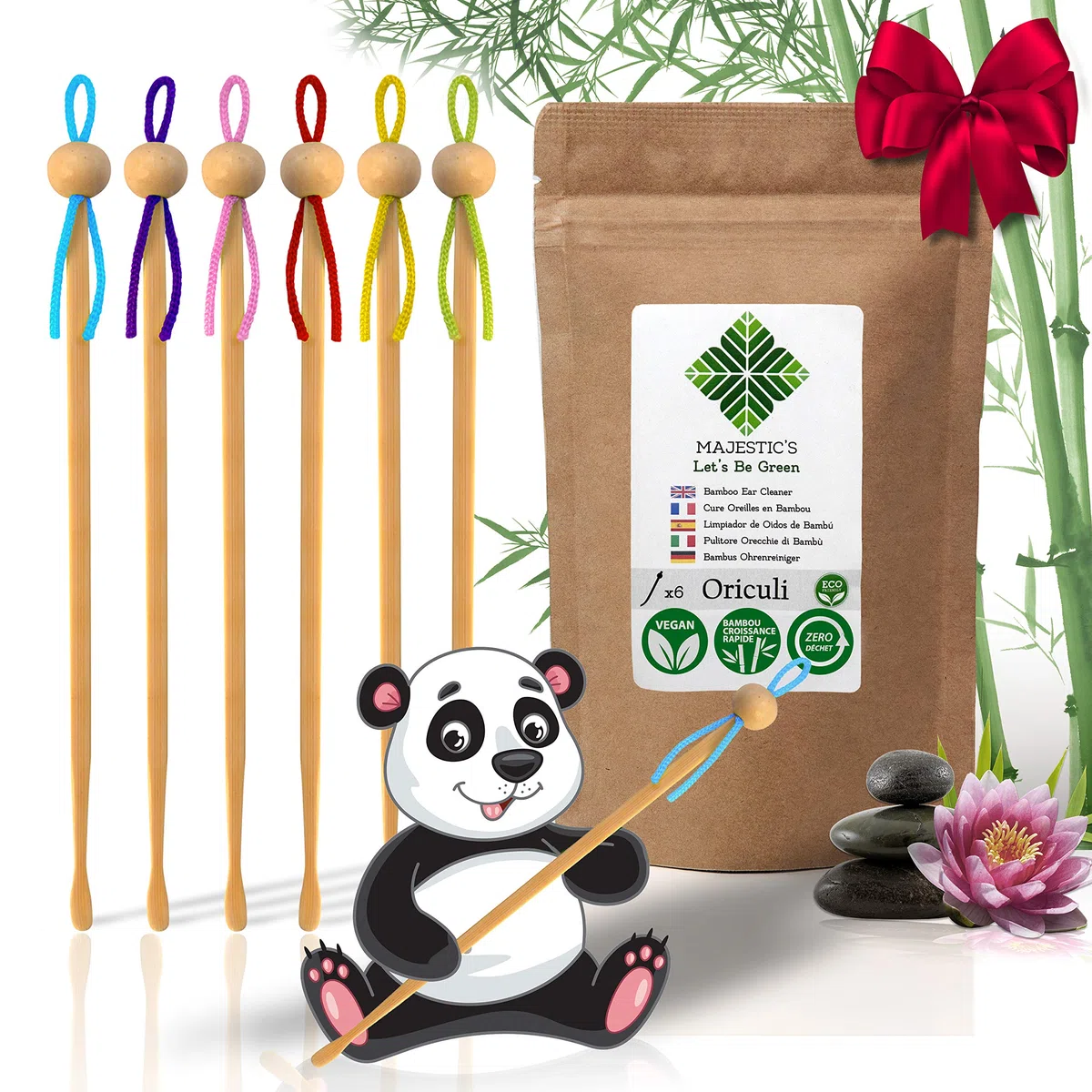 Oriculi Bamboo 6x [AAA+] - Ekologiczny środek do czyszczenia uszu, wielokrotnego użytku na całe życie, zastępujący bawełniany trzonek ◕❤️Dożywotnia ❤️◕ - Japoński środek do czyszczenia uszu