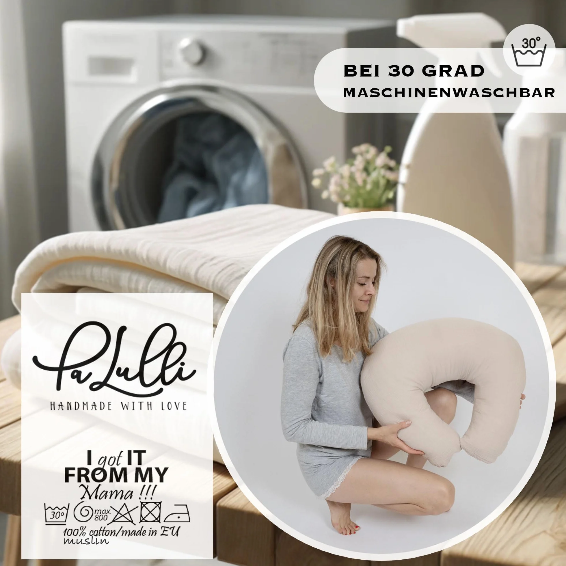 PaLulli® Muslinowa poduszka do karmienia piersią ze 100% bawełny muślinowej – poduszka do karmienia dla niemowląt, poduszka do karmienia dla niemowląt, oddychająca i nadająca się do prania, poduszka