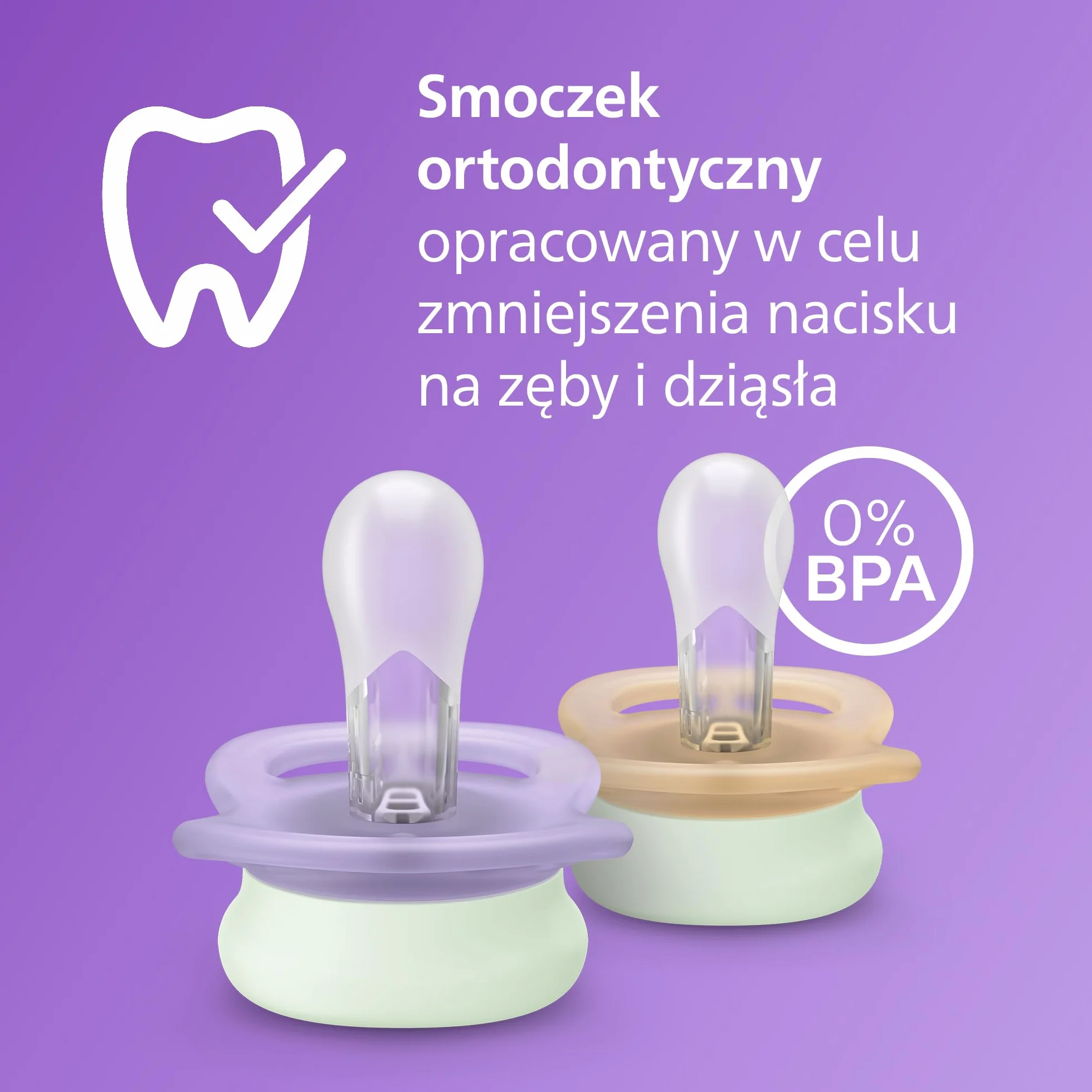 Philips Avent Ultra Start Nighttime, smoczki ortodontyczne dla noworodków w wieku od 0 do 2 miesięcy, świecą w ciemności, silikonowy, bez BPA, ze sterylizatorem/etui, 2 sztuki, SCF075/07